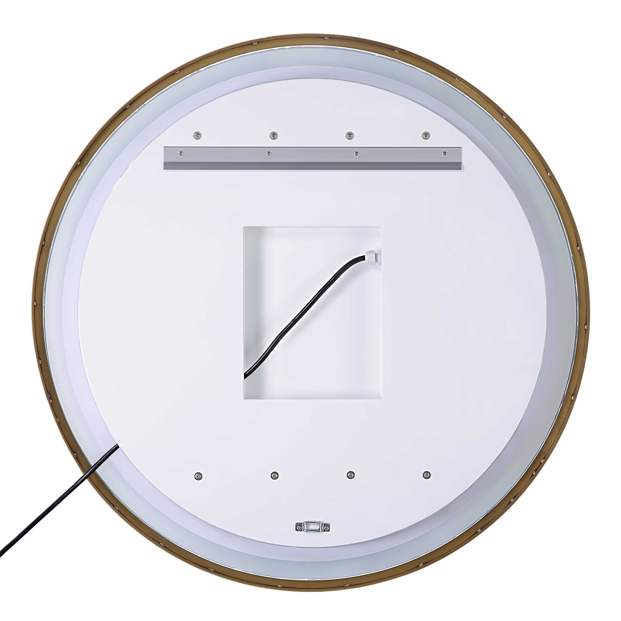 Crofton Lighted Brass Round Mirror