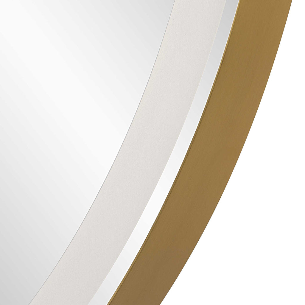 Crofton Lighted Brass Round Mirror