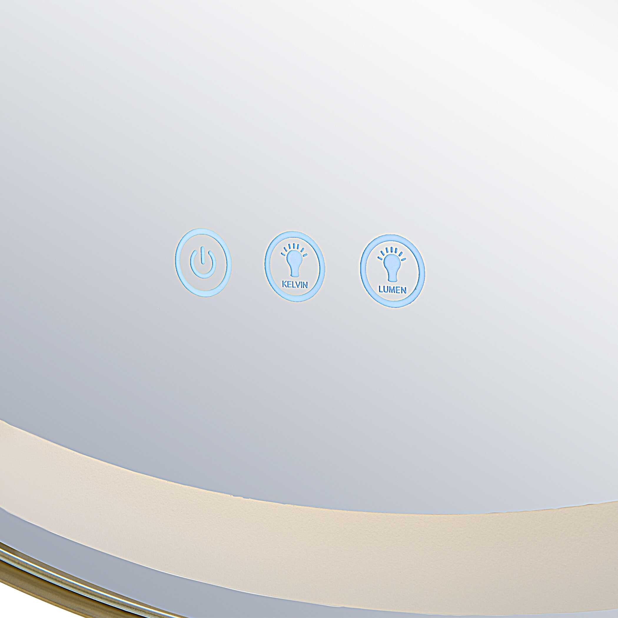 Crofton Lighted Brass Round Mirror