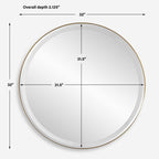 Crofton Lighted Brass Round Mirror