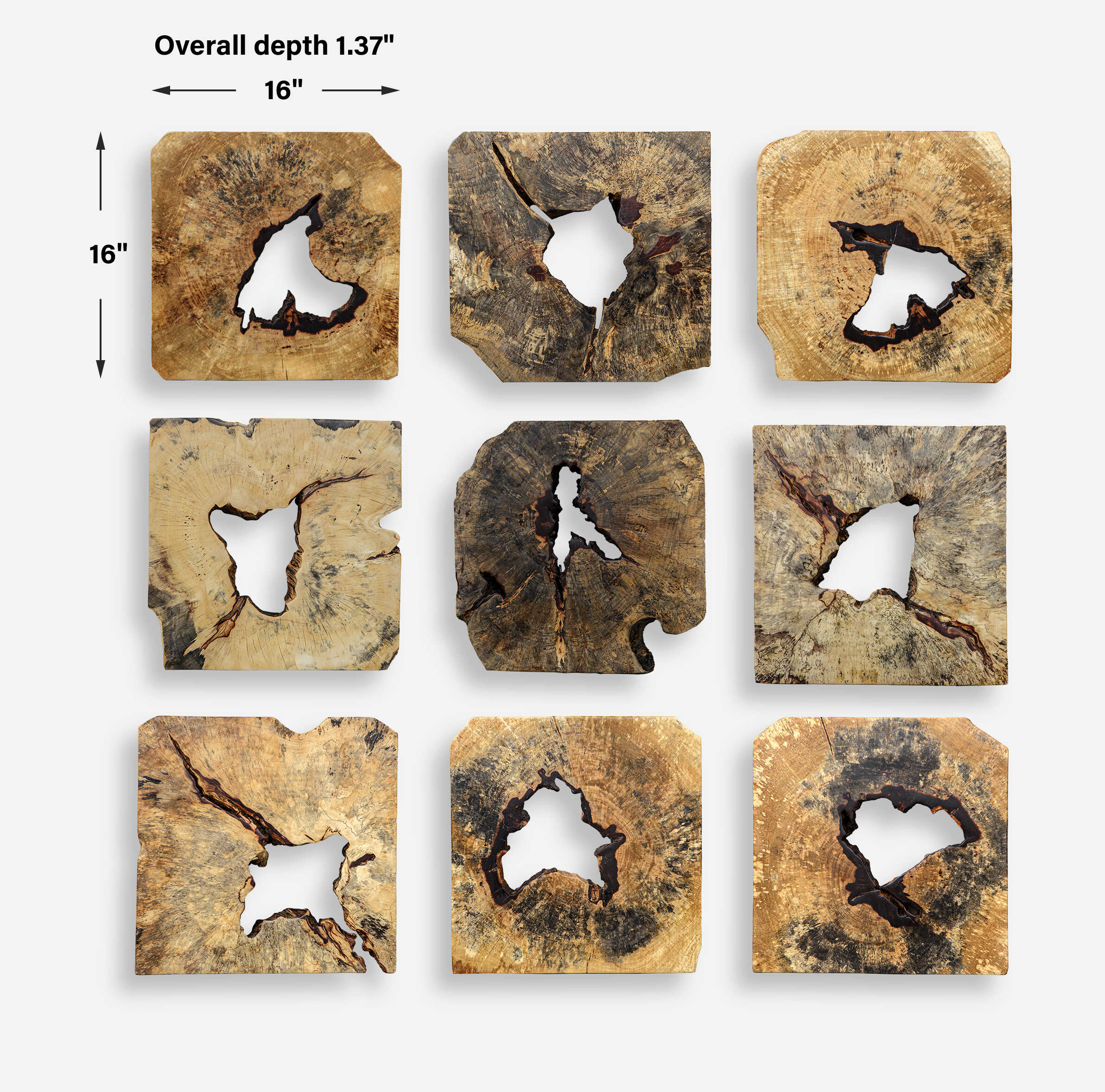 Bahati Wood Wall Decor In Natural Set/9