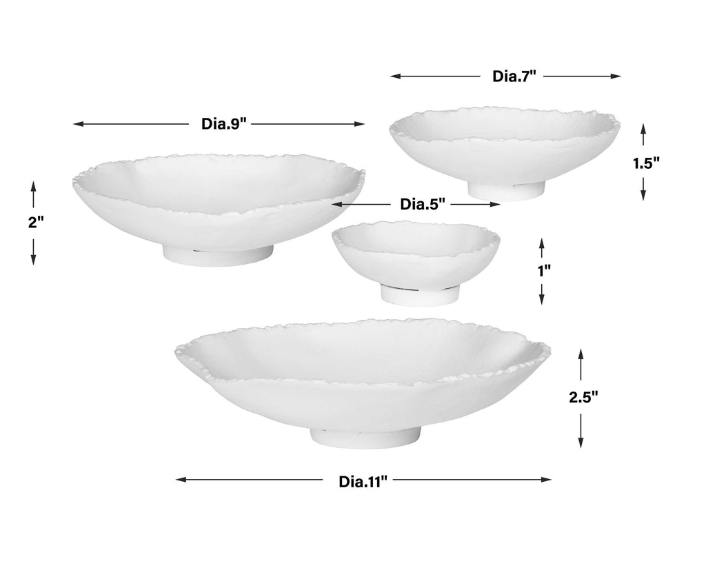 Lucky Coins White Metal Wall Bowls Set/4