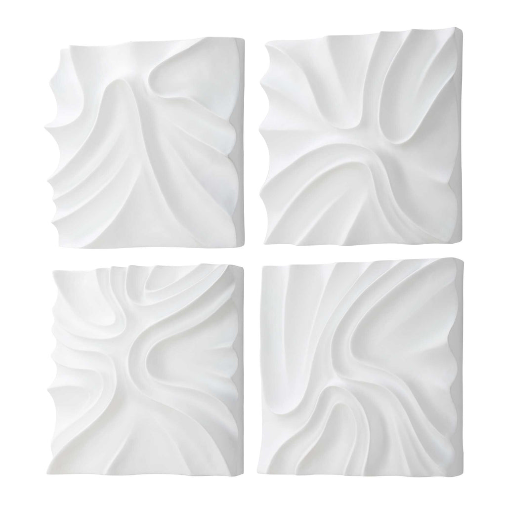 Snowdrift Sculpted White Wall Decor Set/4