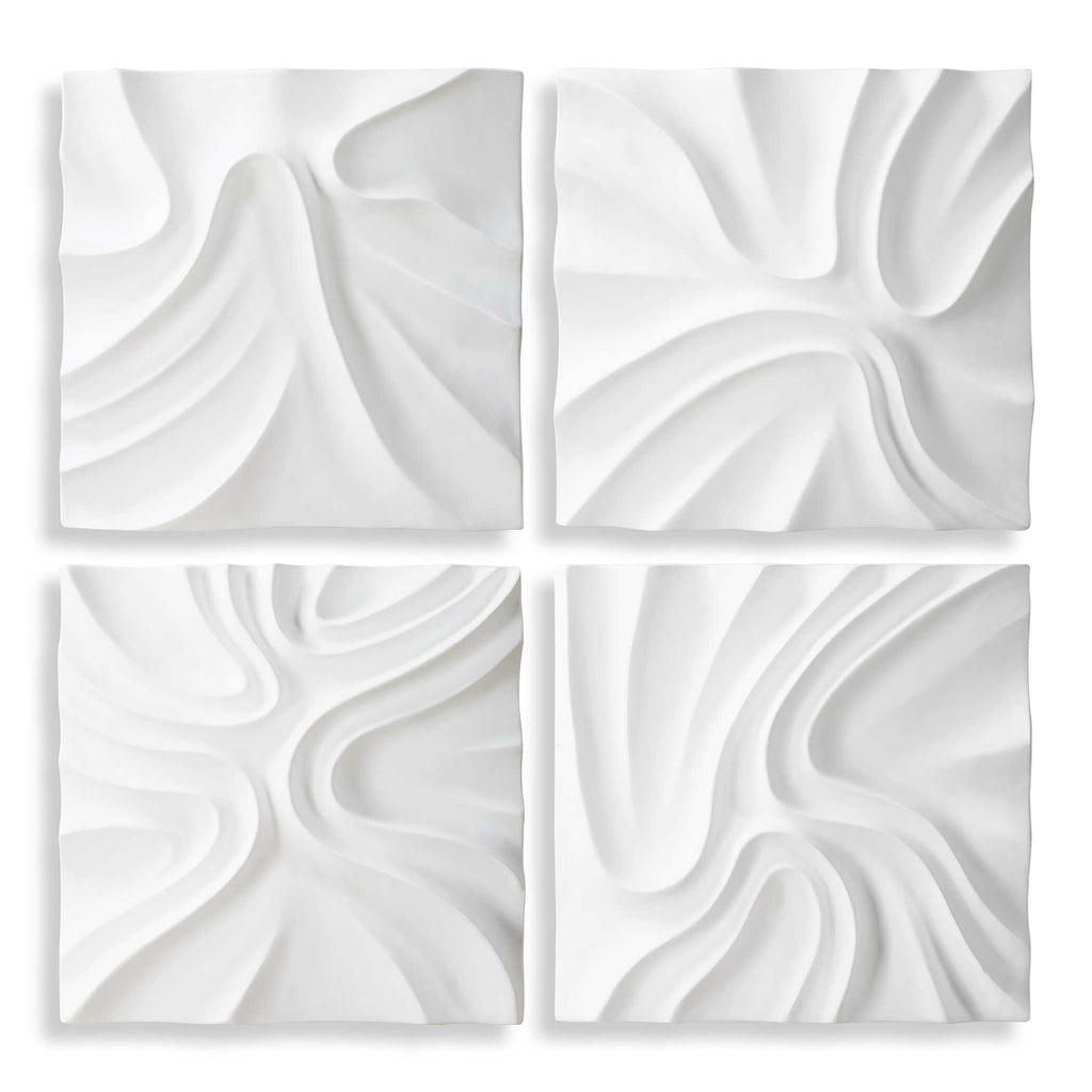 Snowdrift Sculpted White Wall Decor Set/4
