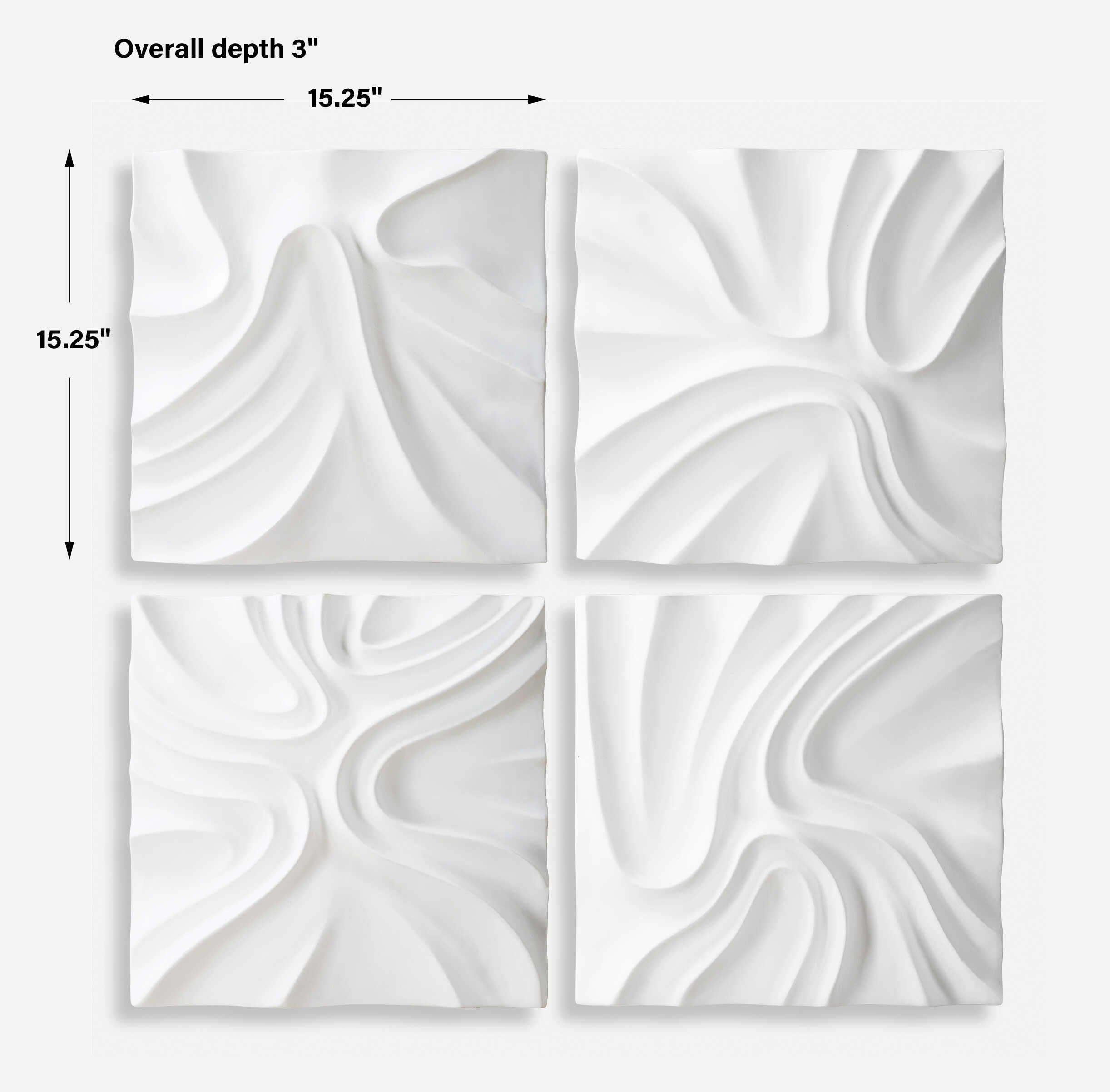 Snowdrift Sculpted White Wall Decor Set/4