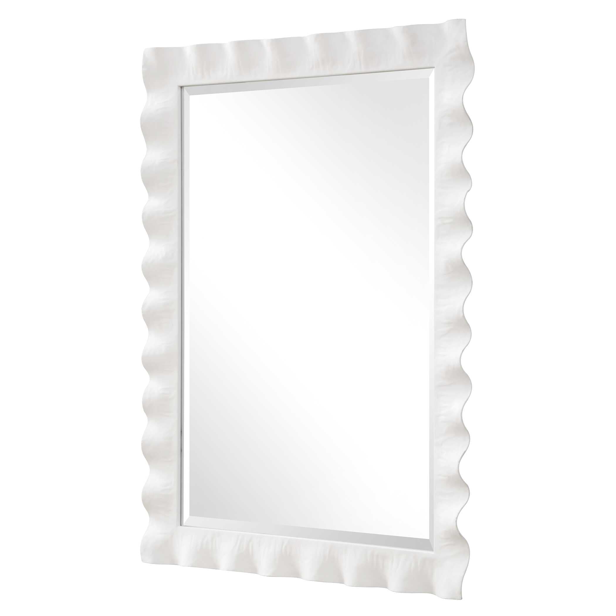 Haya White Scalloped Mirror