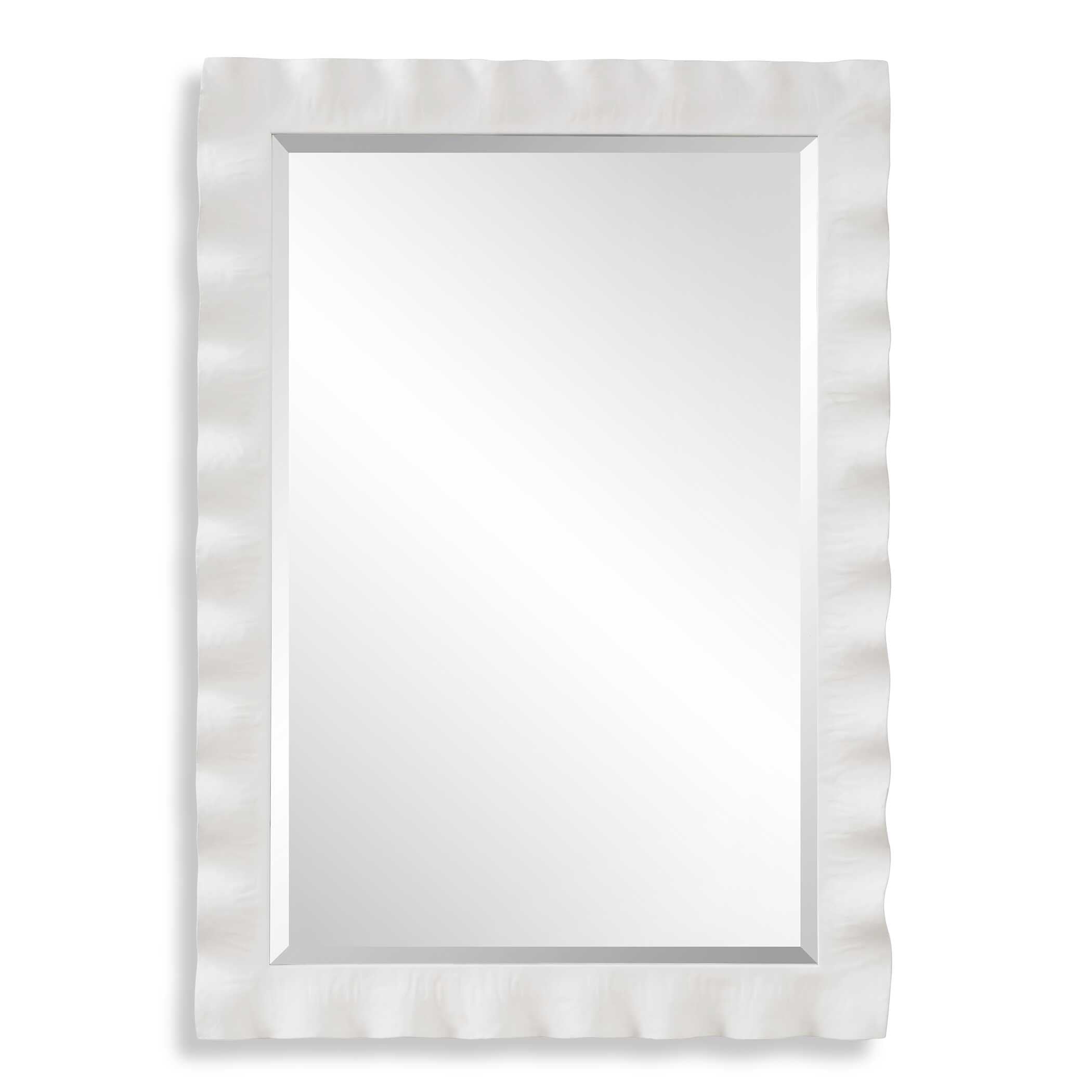 Haya White Scalloped Mirror
