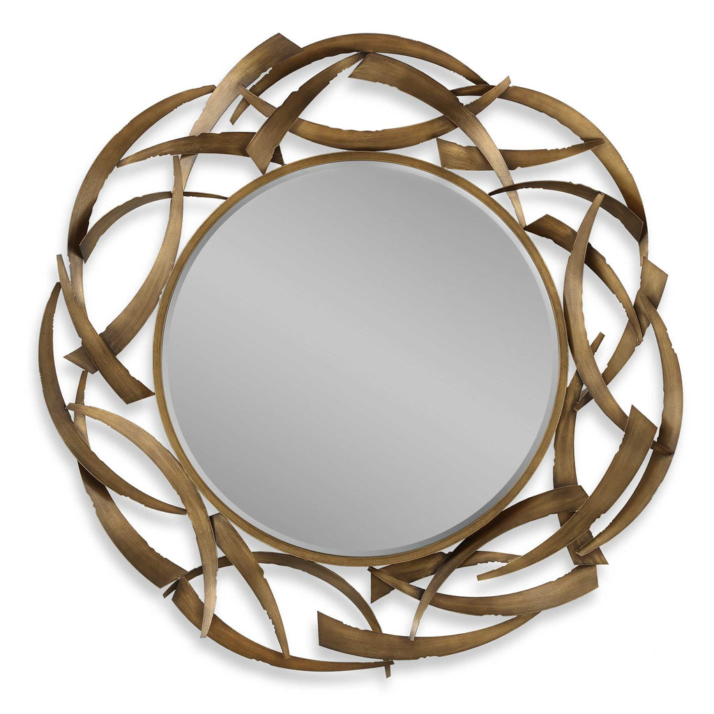 Cutting Edge Bronze Round Mirror