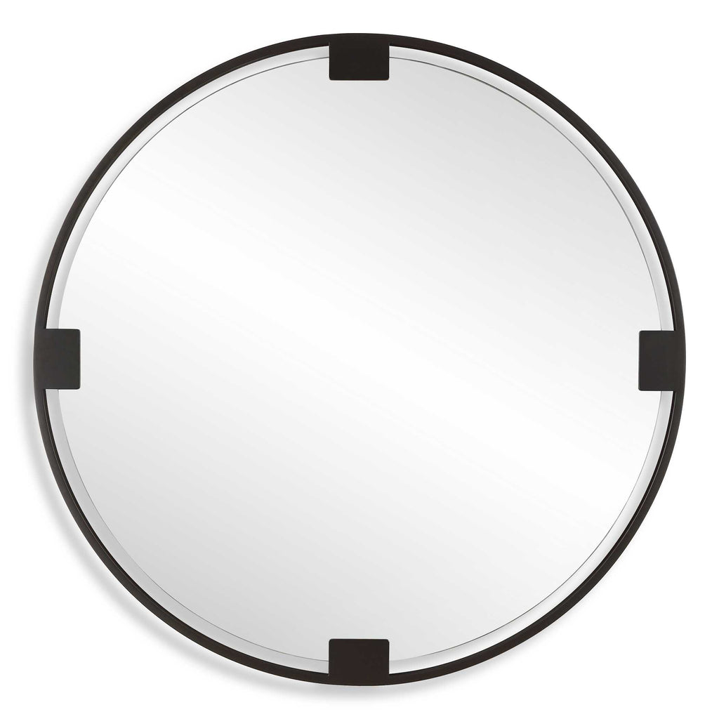 Cornelia Black Round Mirror