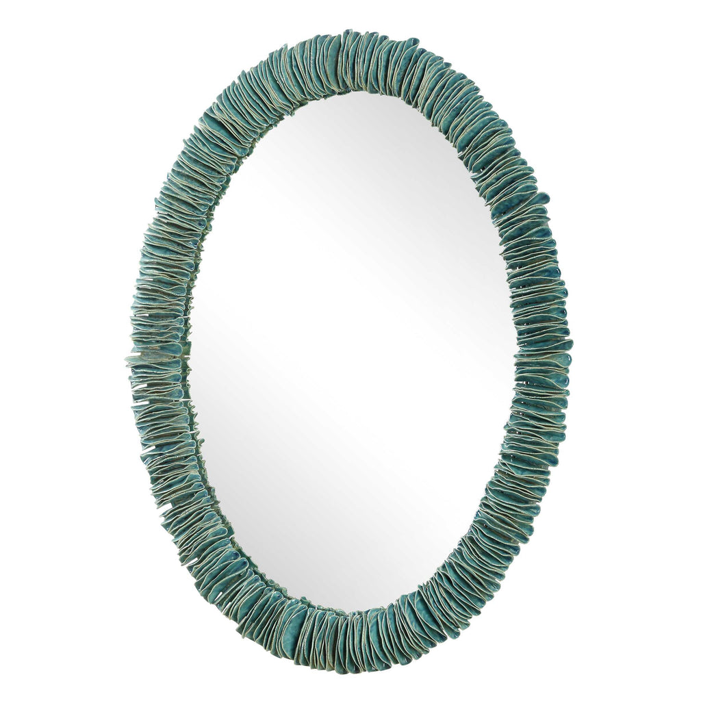 Bonaire Teal Blue Oval Mirror