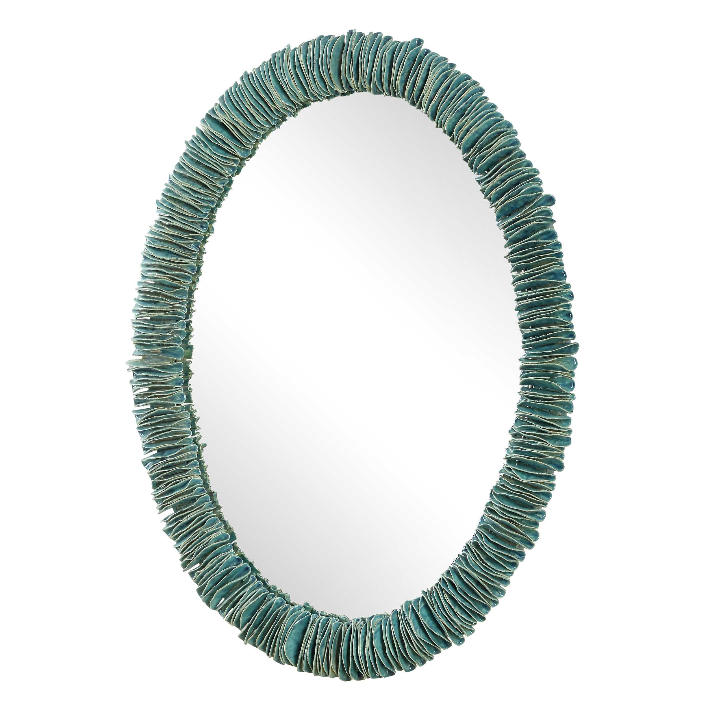 Bonaire Teal Blue Oval Mirror