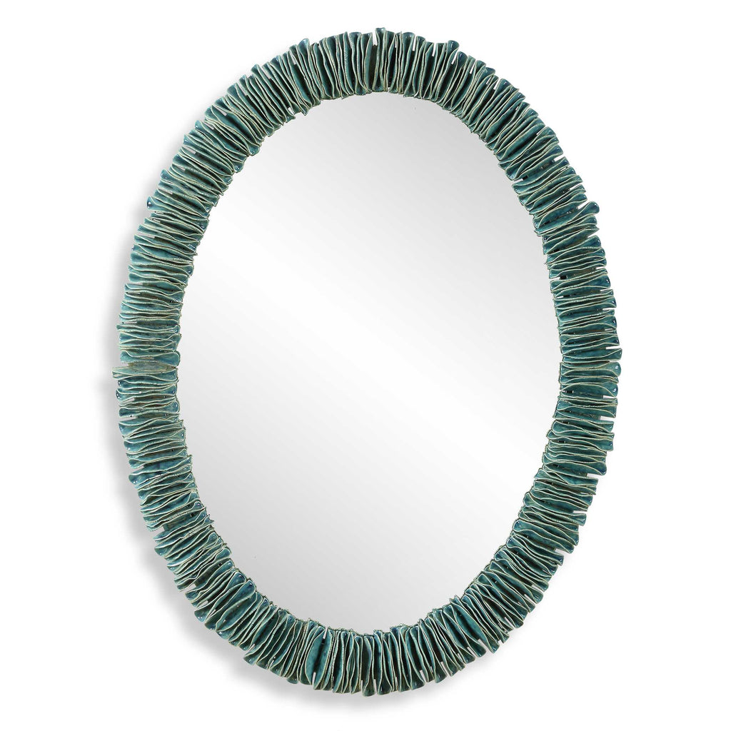 Bonaire Teal Blue Oval Mirror