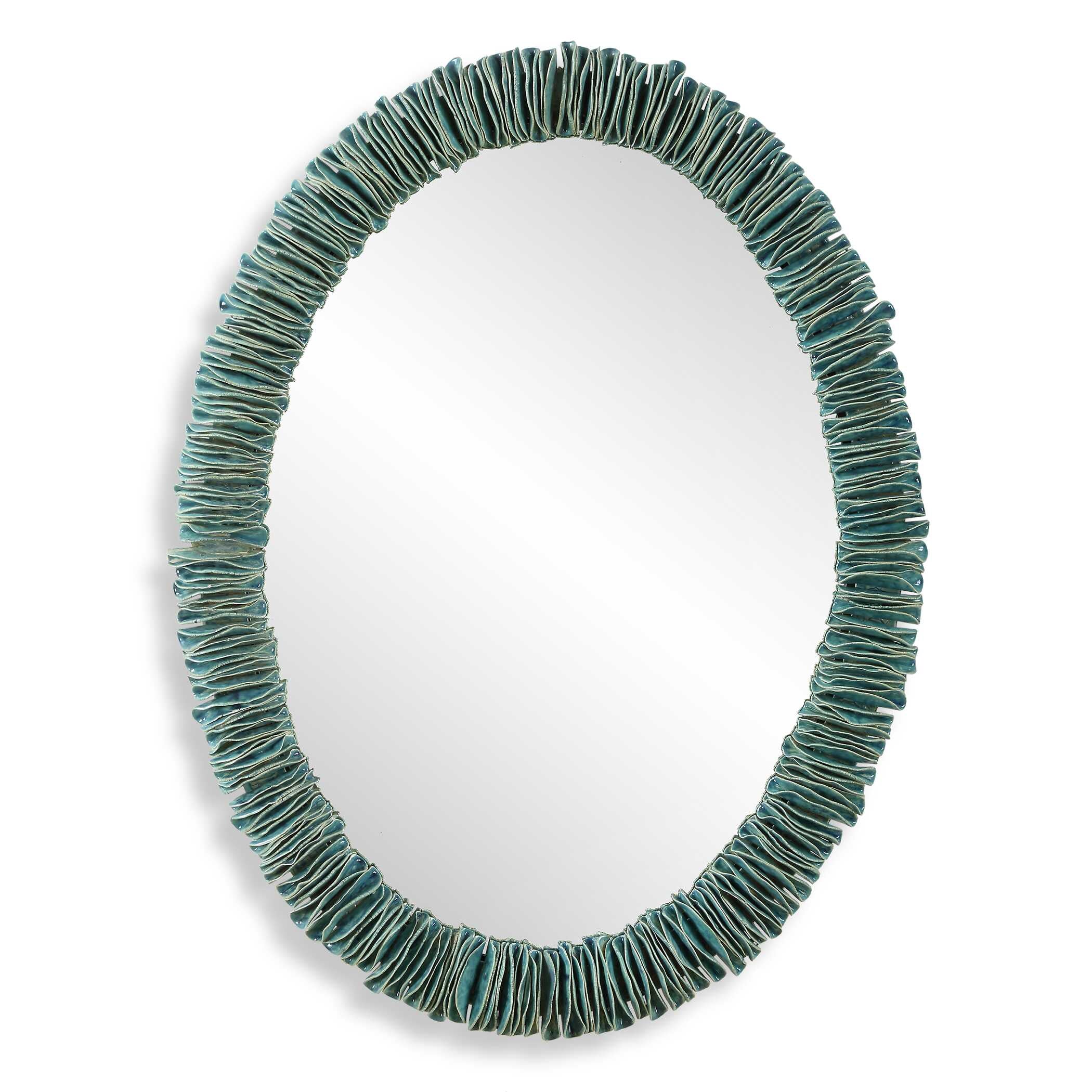 Bonaire Teal Blue Oval Mirror