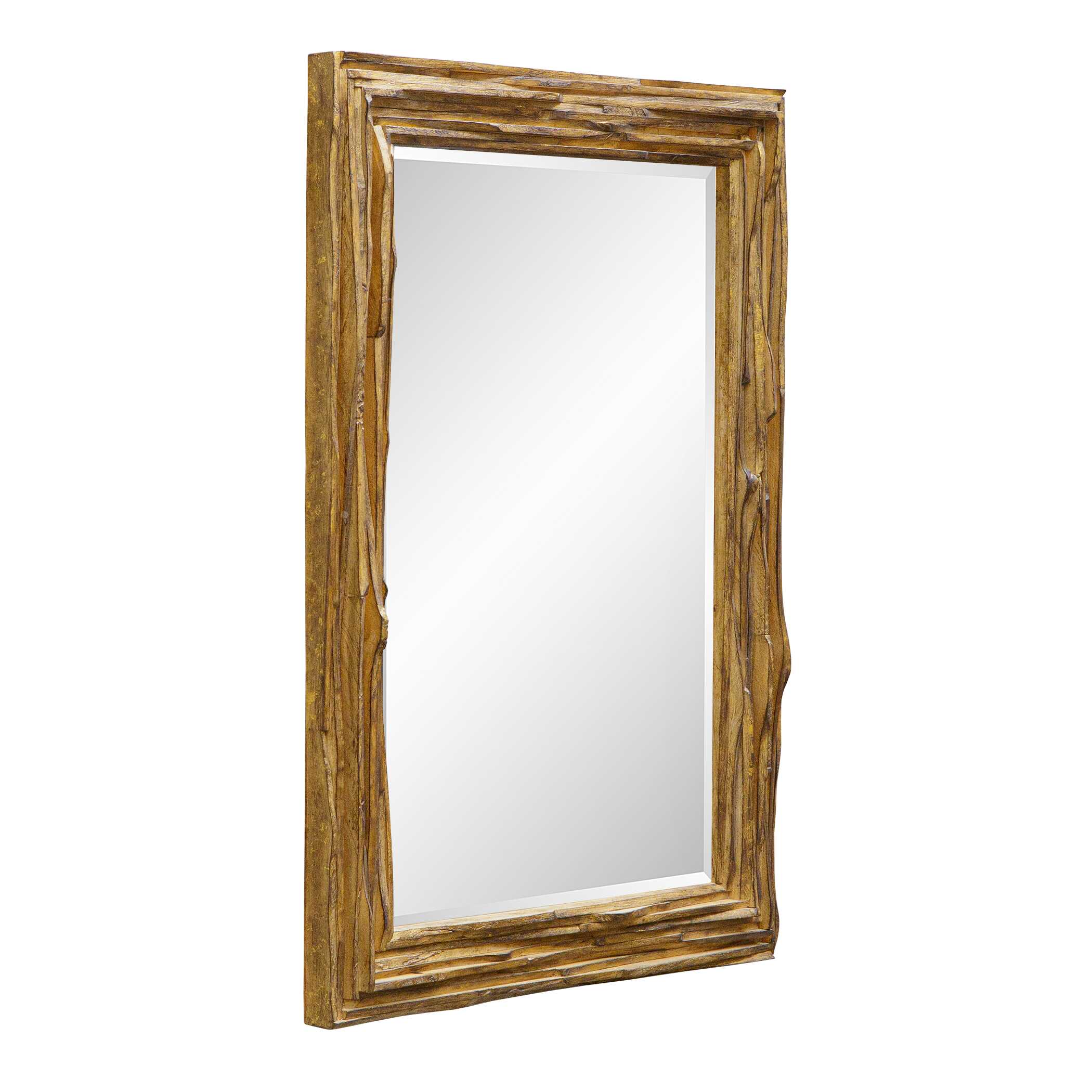 Overlap Teak Wood Mirror
