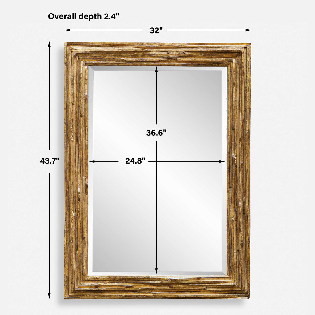 Overlap Teak Wood Mirror