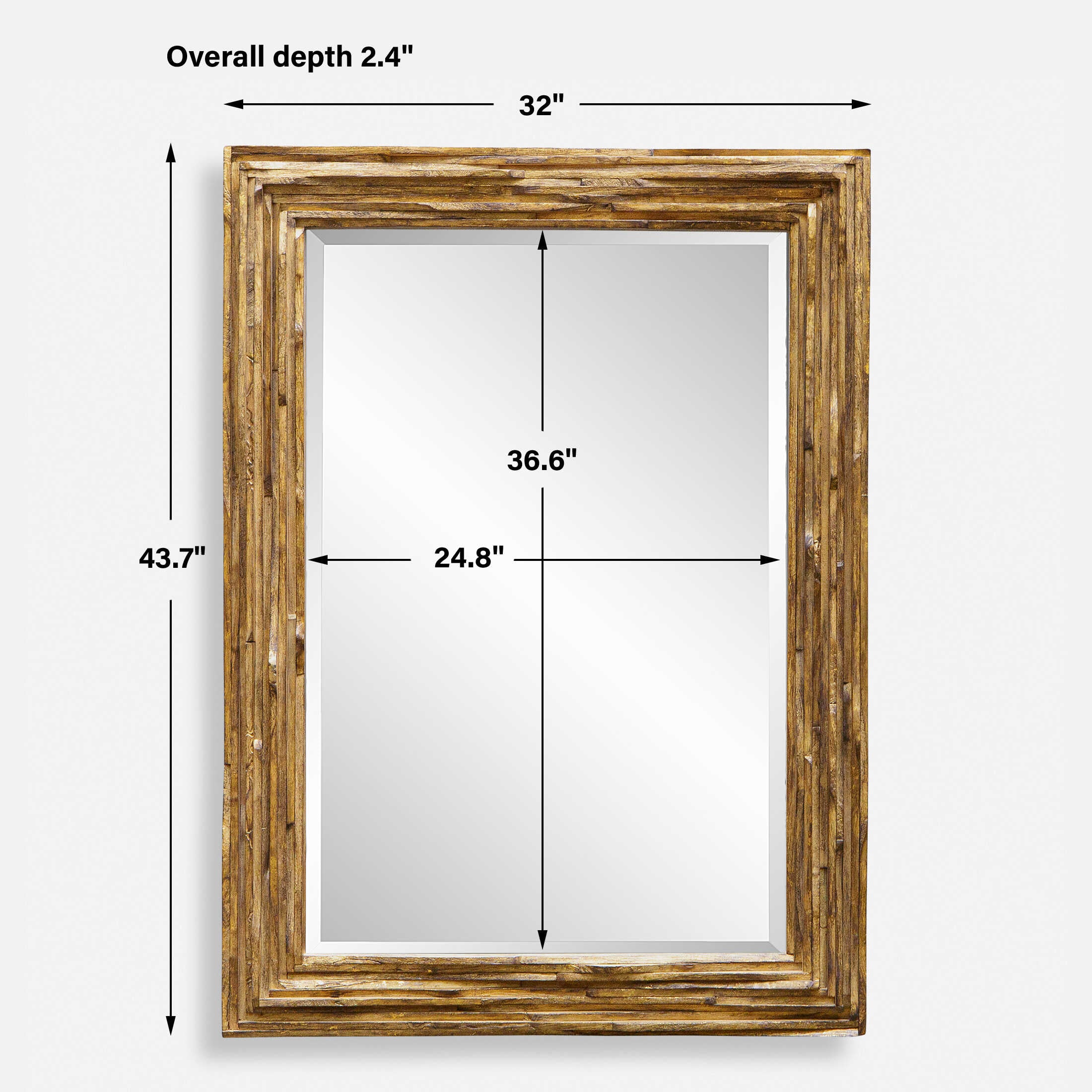 Overlap Teak Wood Mirror