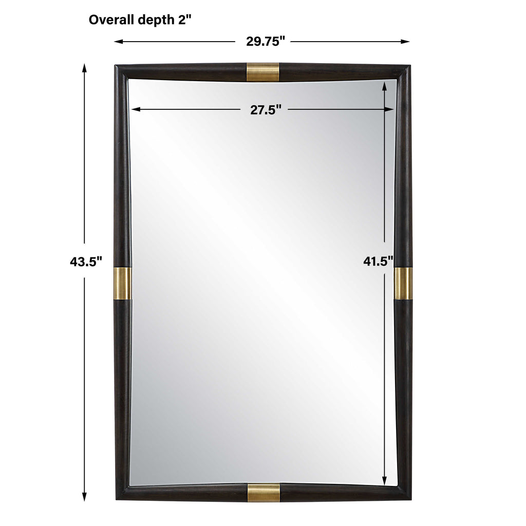 Larkin Dark Wood & Brass Mirror