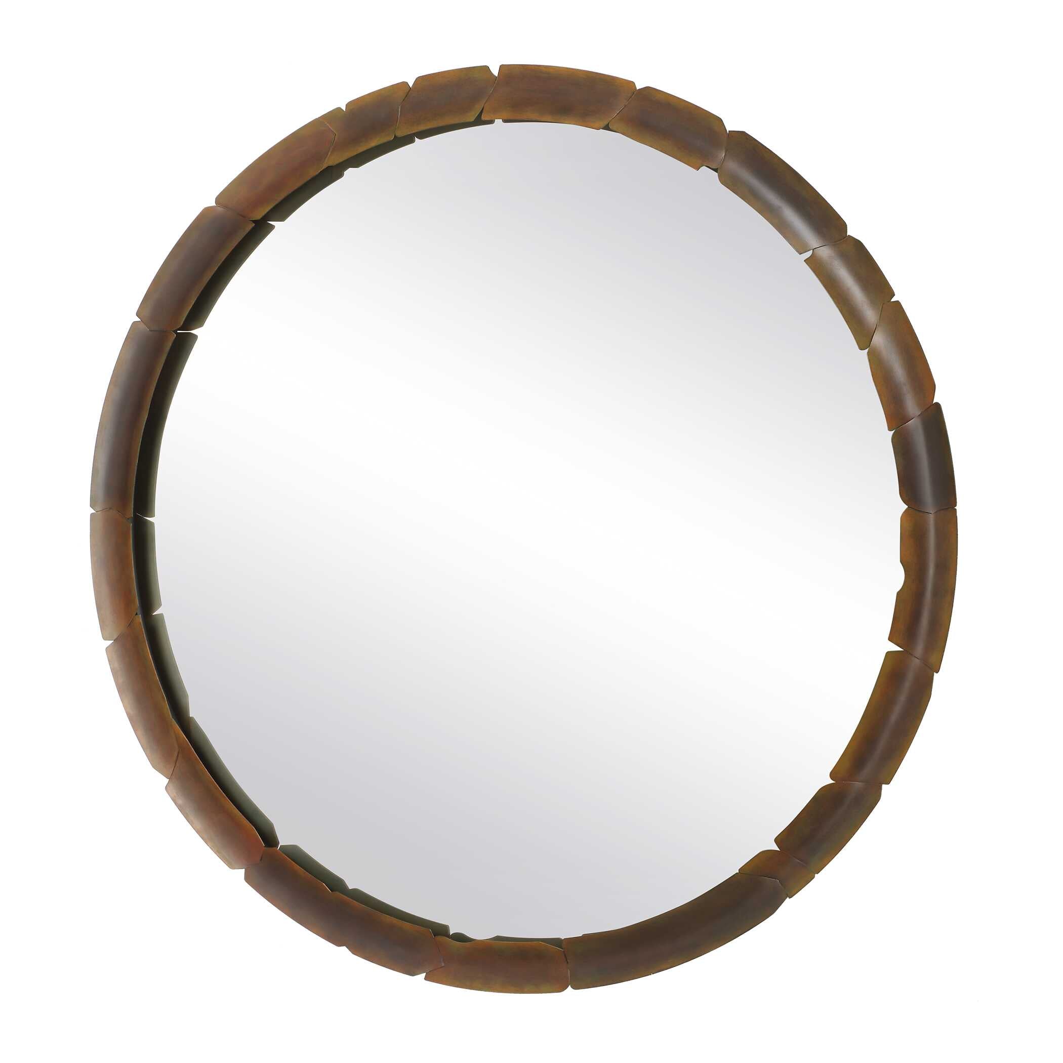 Auger Amber Glass Round Mirror