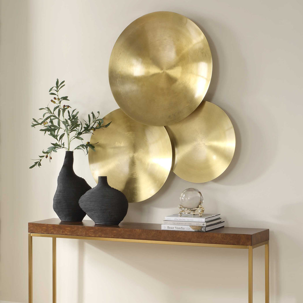 Cymbalic Round Brass Wall Decor Set/3