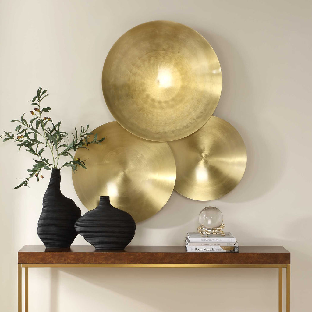 Cymbalic Round Brass Wall Decor Set/3