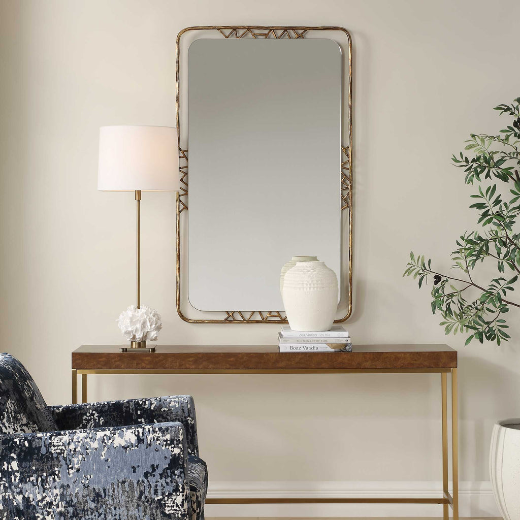 Tahoma Antiqued Gold Mirror