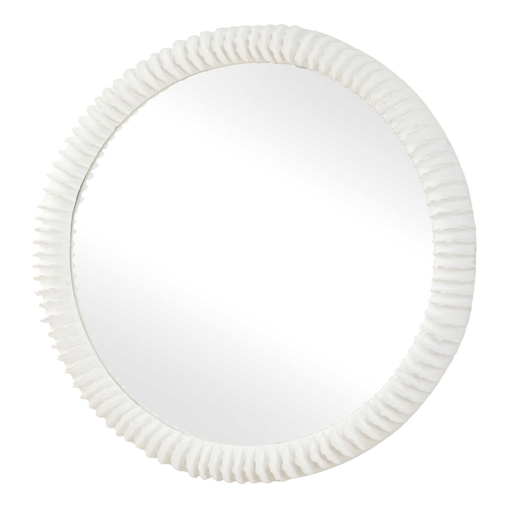 Akiko White Round Mirror