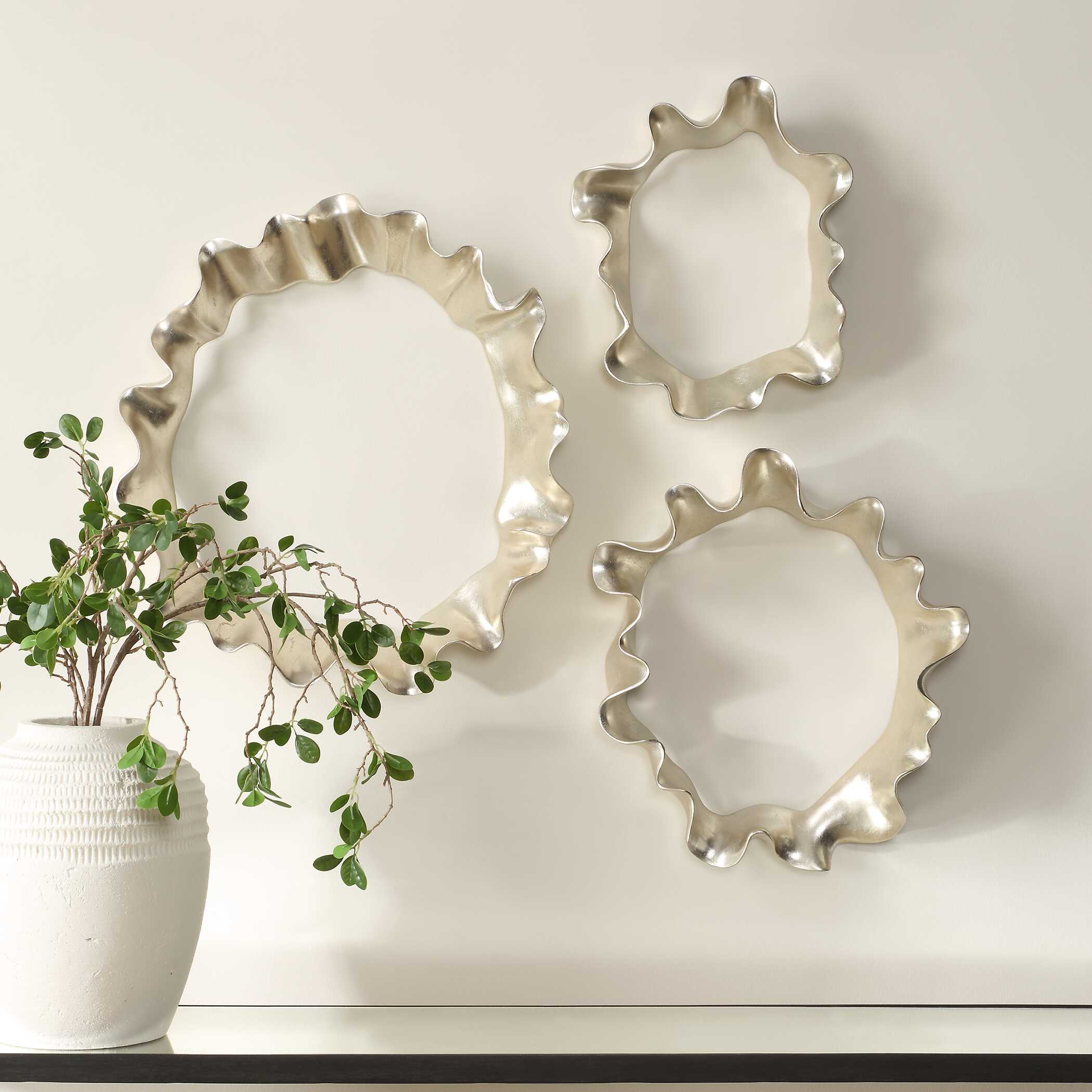Ripple Effect Silver Wall Art Set/3