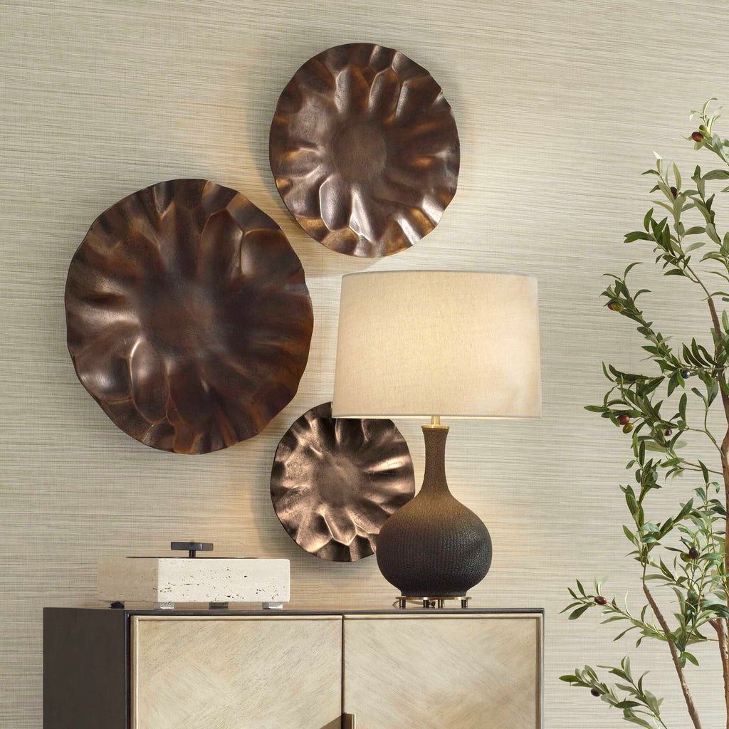 Peonia Outdoor Bronze Wall Art Set/3