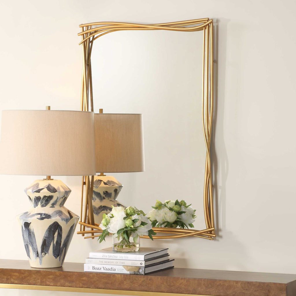 Curved Branches Gold Mirror