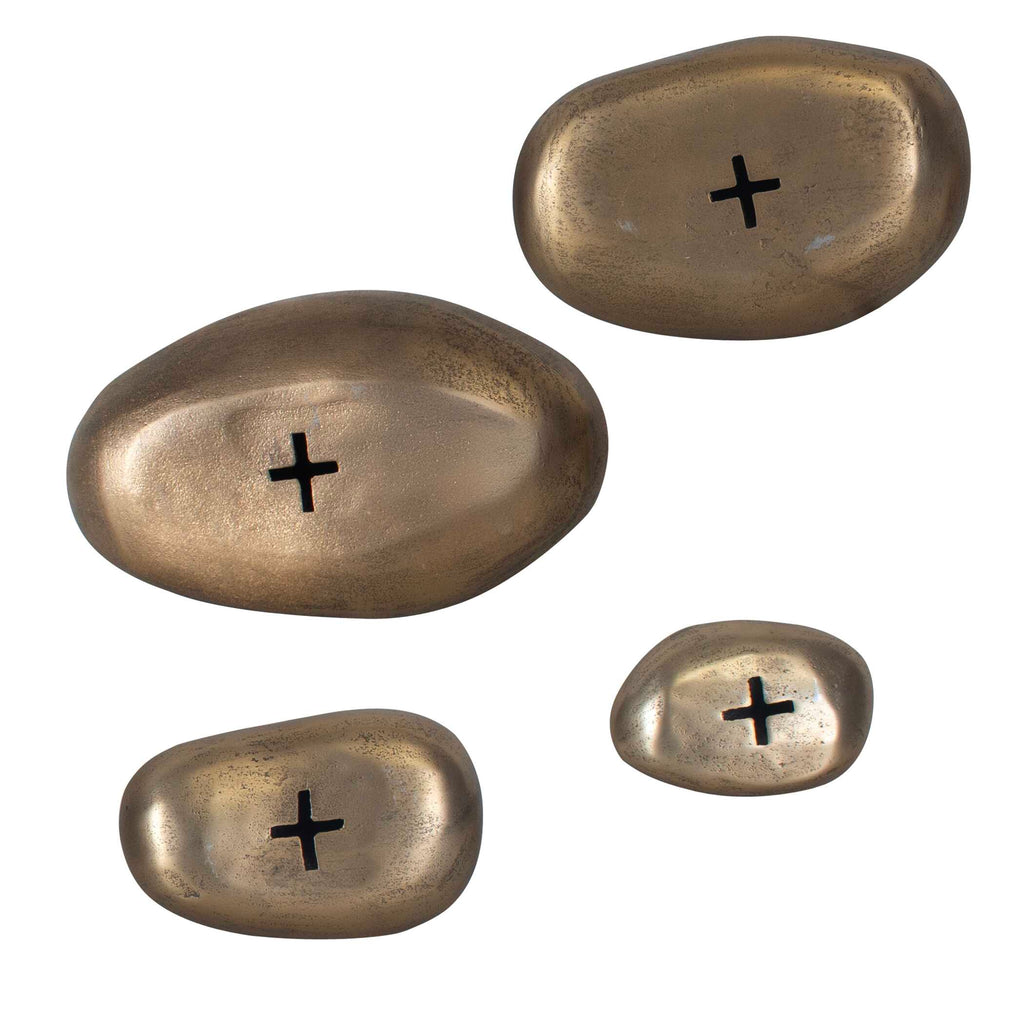 Set In Stone Brass Outdoor Wall Art Set/4