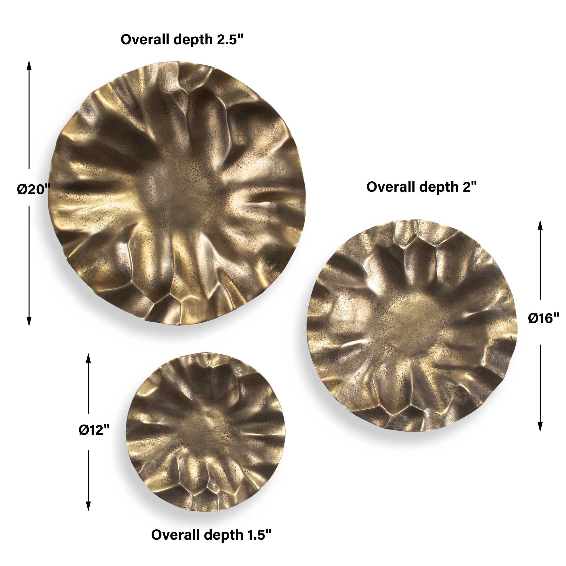 Peonia Outdoor Gold Wall Decor Set/3
