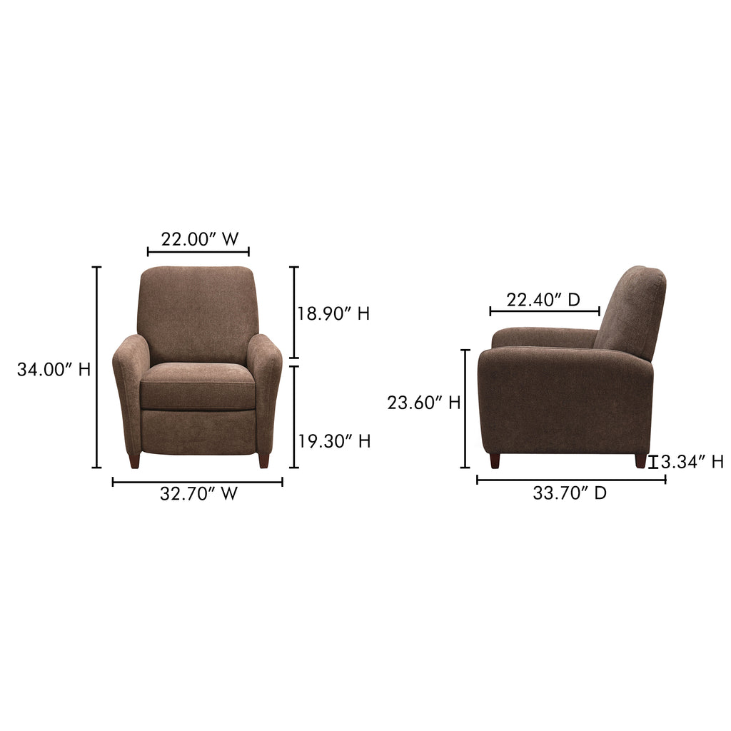 Luna Recliner Chair Cool Brown
