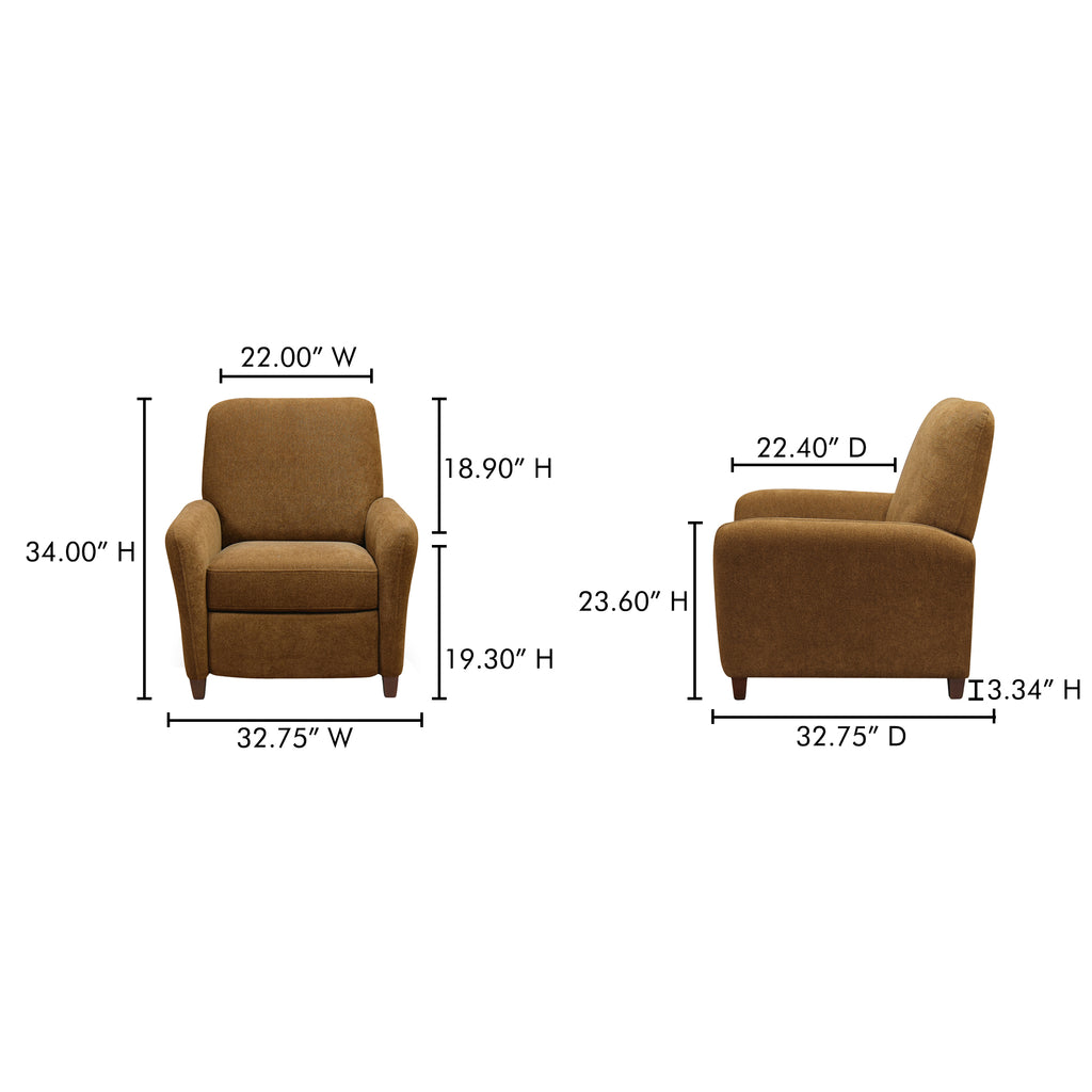 Luna Recliner Chair Ochre Brown