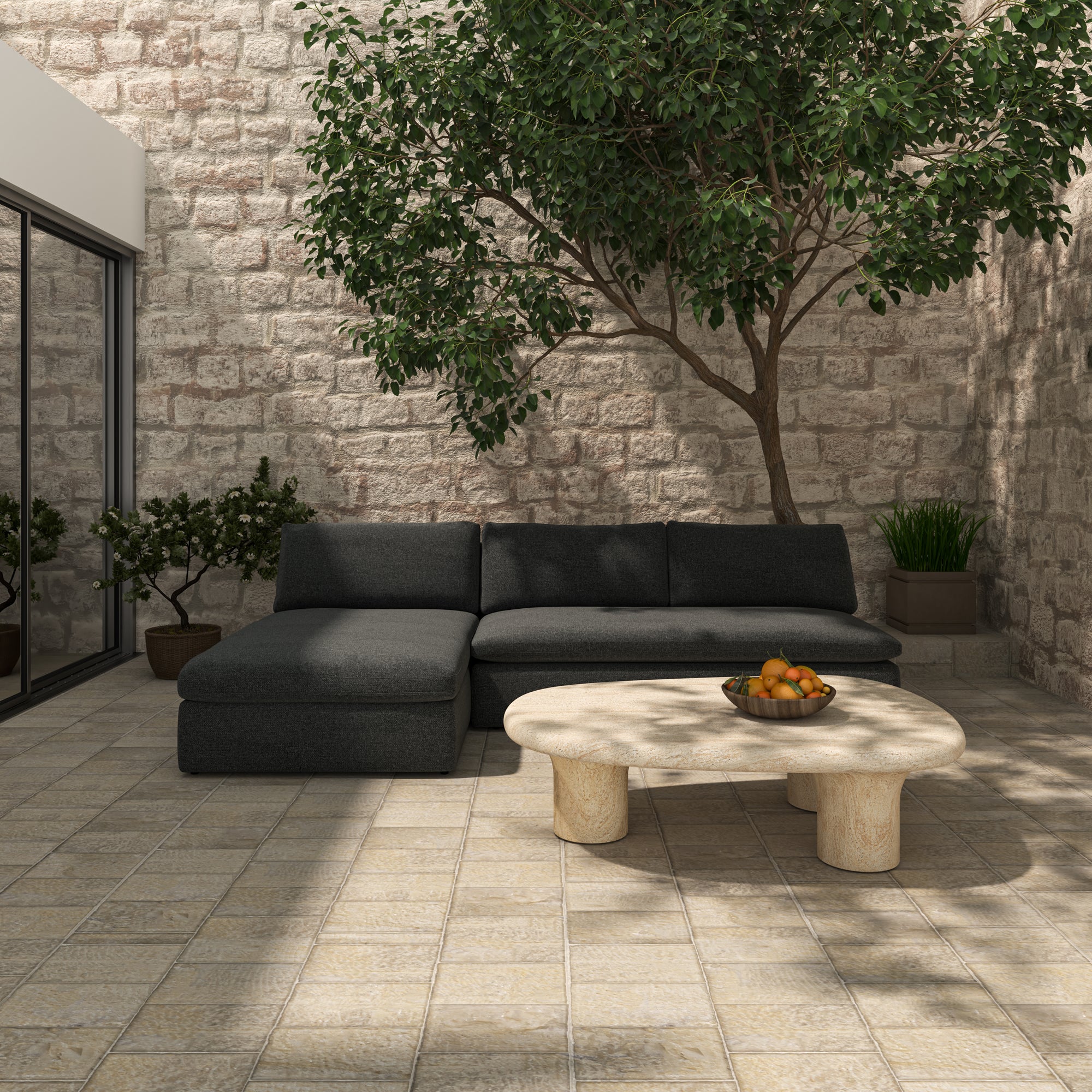 Miles Outdoor Modular 2 Piece Speckled Charcoal