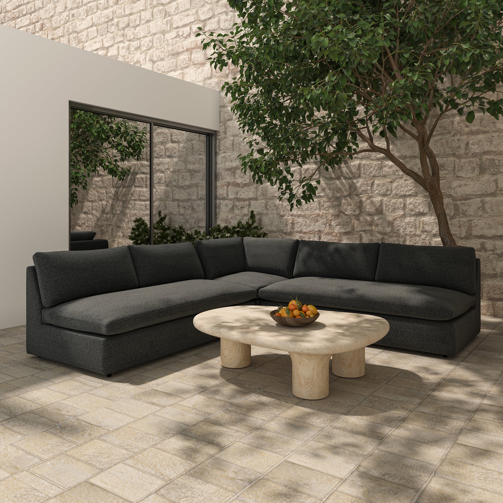 Miles Outdoor Modular 3 Piece Speckled Charcoal