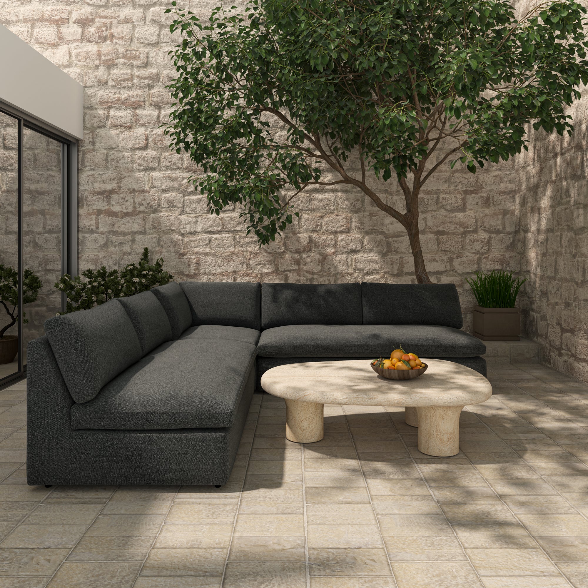 Miles Outdoor Modular 3 Piece Speckled Charcoal