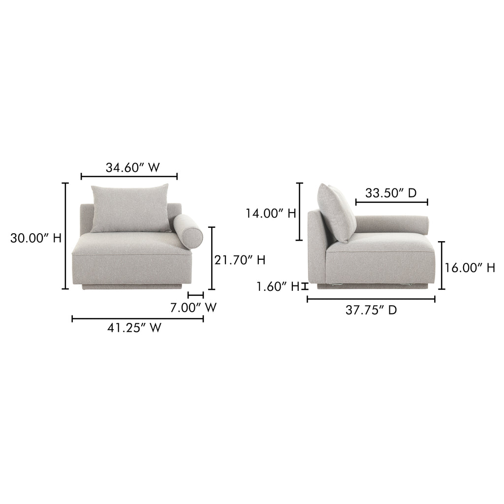 Rosello Right Arm Facing Chair Light Grey