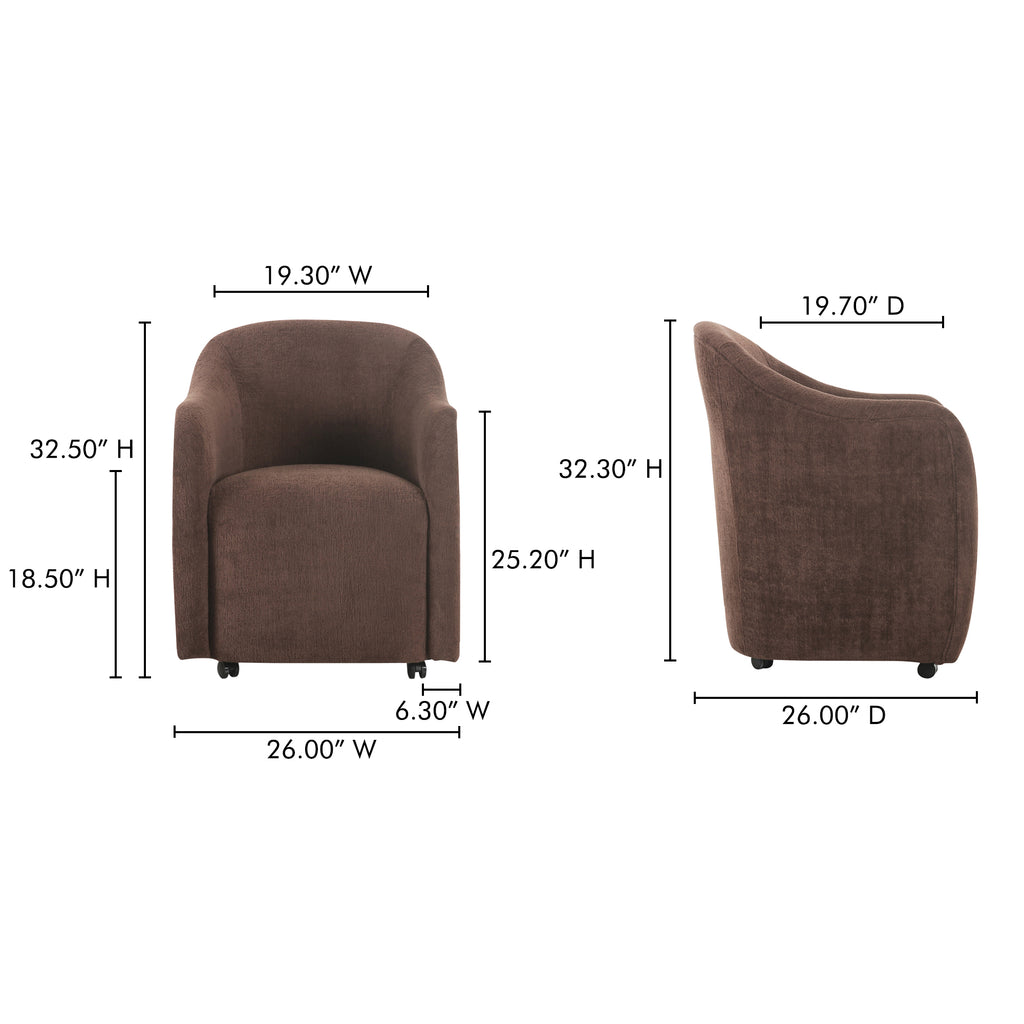 Drava Rolling Dining Chair Dark Brown
