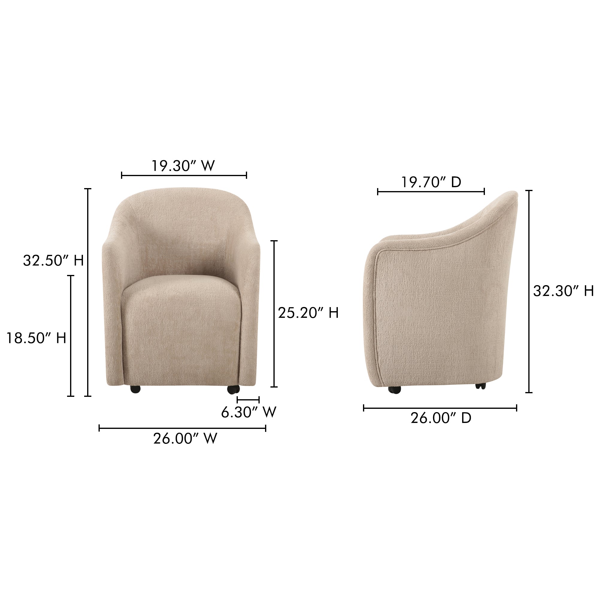 Drava Rolling Dining Chair Beige