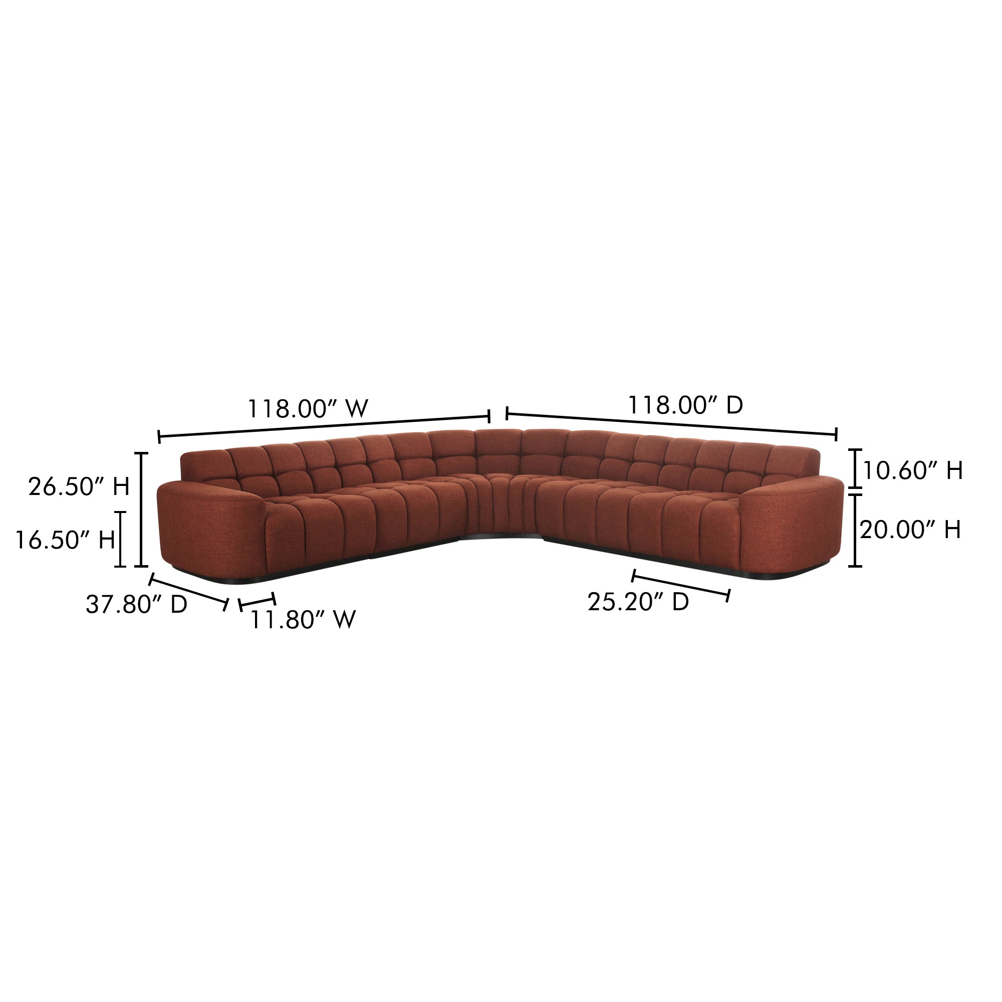 Roman L-Shaped Sectional Rust
