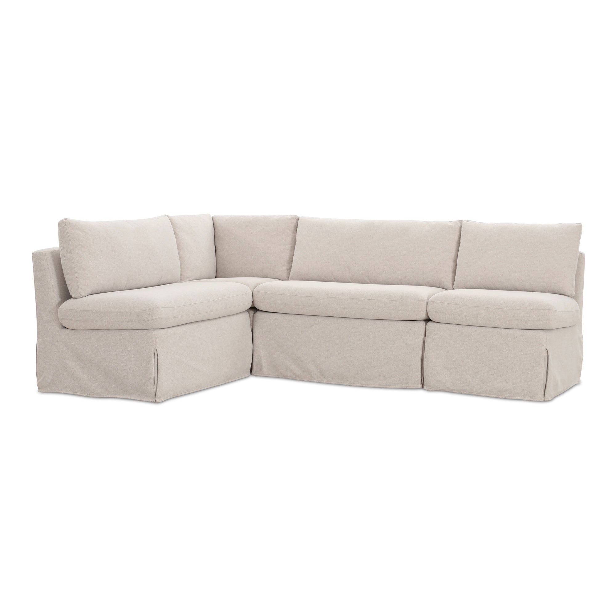 Fable Slipcover Dining Banquette L-Shape Beige 96 in.