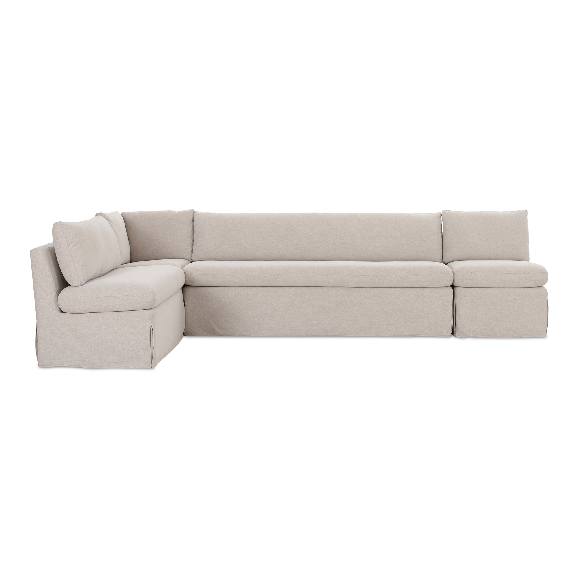 Fable Slipcover Dining Banquette L-Shape Beige 125.5 in.