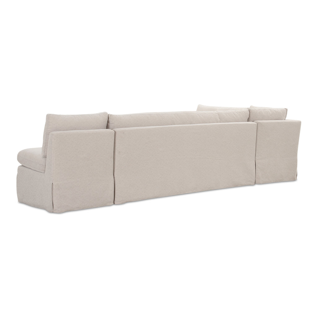Fable Slipcover Dining Banquette L-Shape Beige 125.5 in.