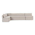 Fable Slipcover Dining Banquette L-Shape Beige 139.5 in.