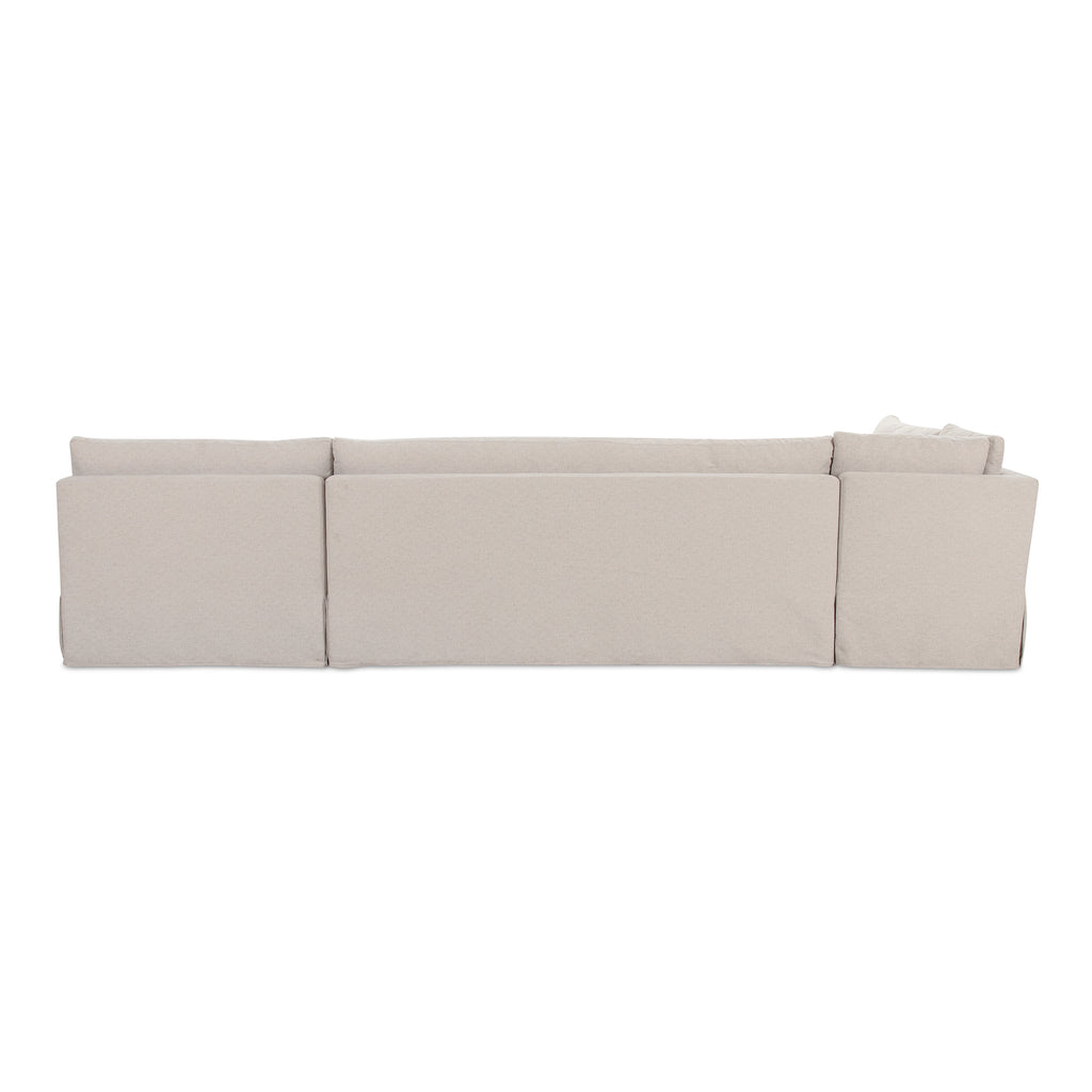 Fable Slipcover Dining Banquette L-Shape Beige 139.5 in.