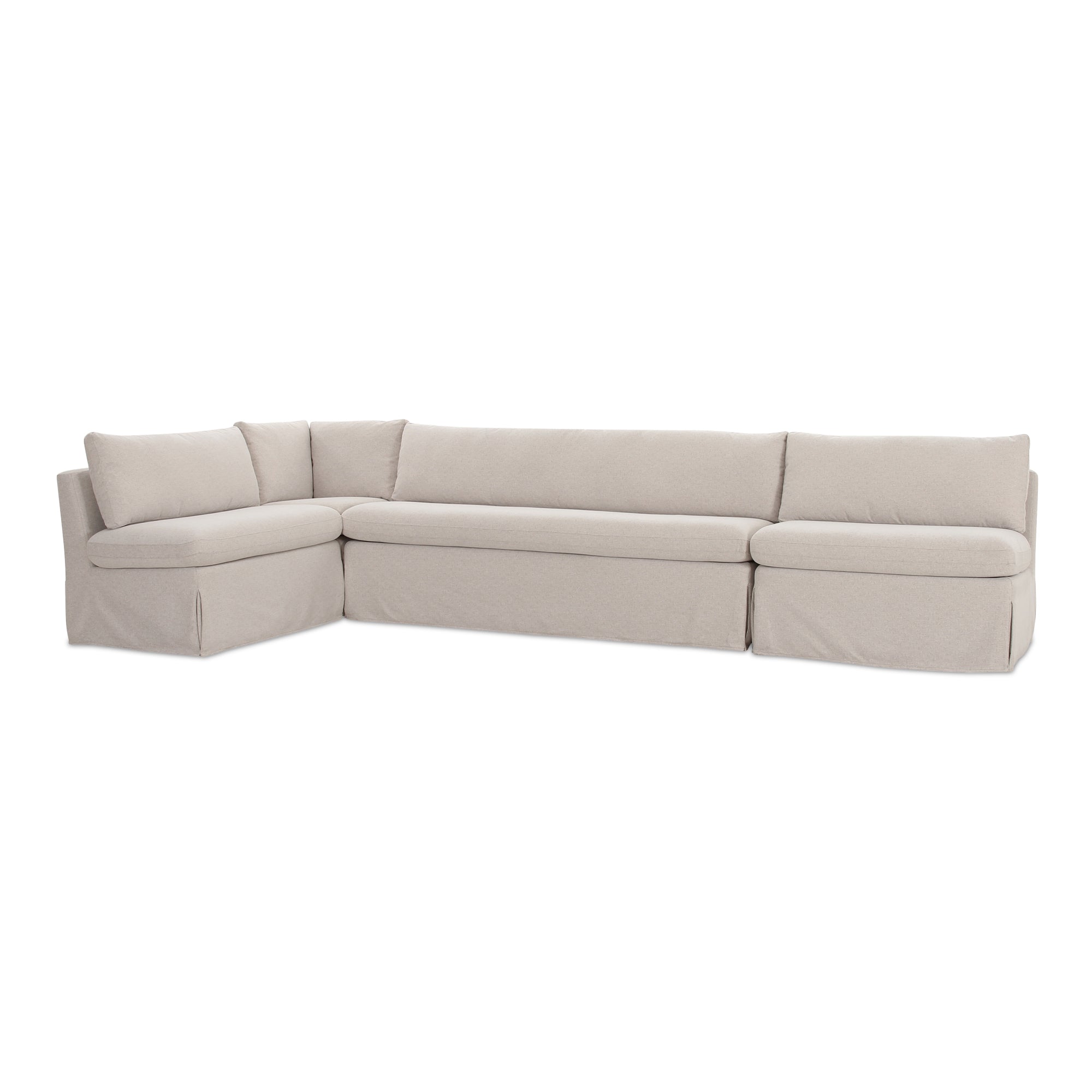 Fable Slipcover Dining Banquette L-Shape Beige 139.5 in.