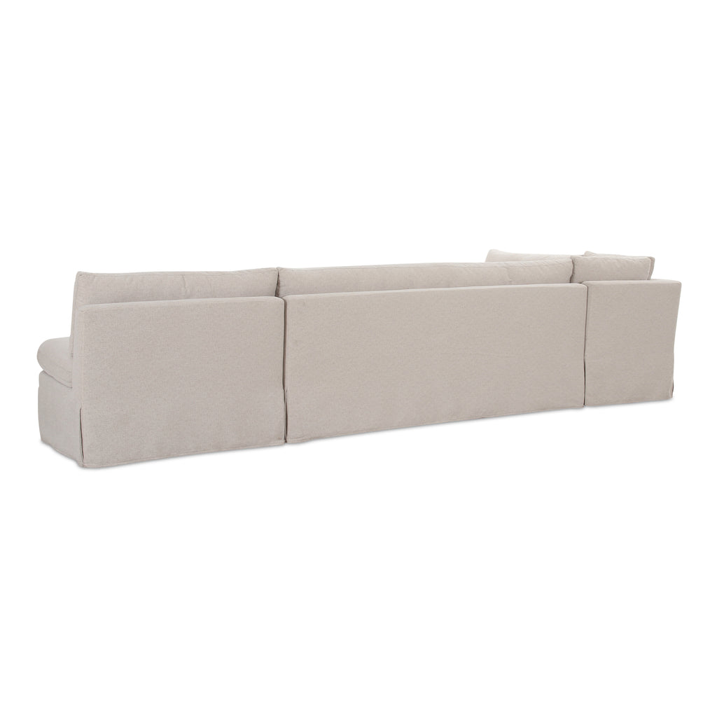 Fable Slipcover Dining Banquette L-Shape Beige 139.5 in.