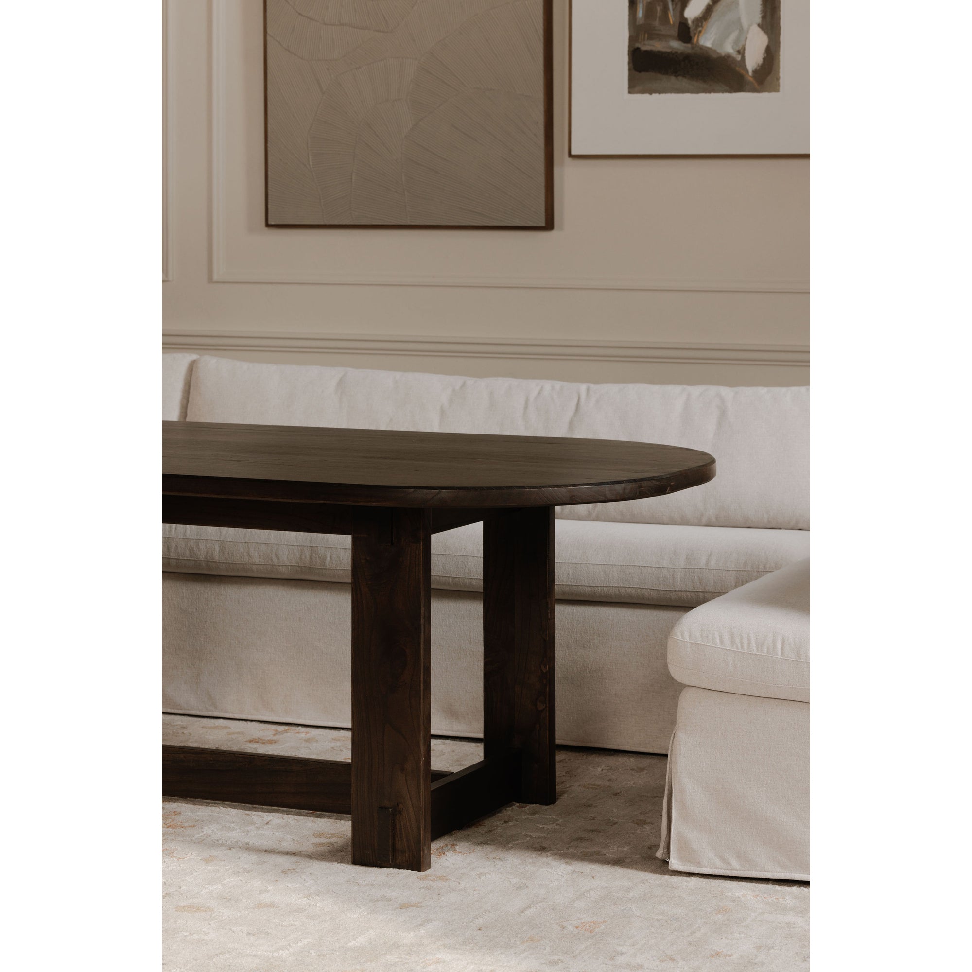 Fable Slipcover Dining Banquette U-Shape Beige 121 in.
