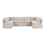 Fable Slipcover Dining Banquette U-Shape Beige 121 in.