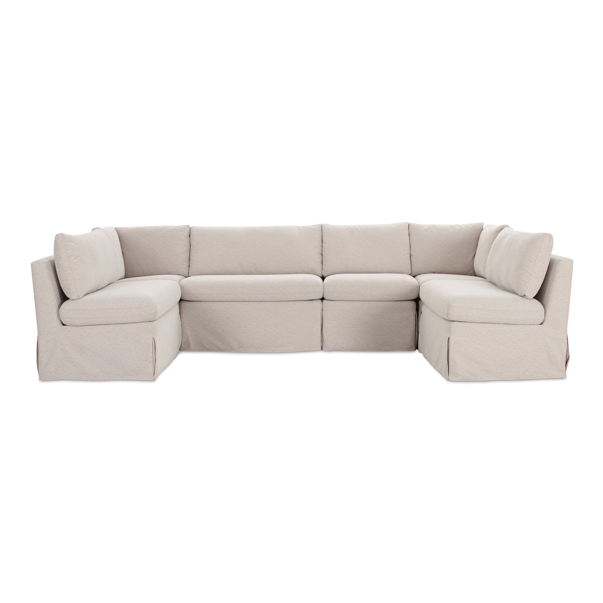 Fable Slipcover Dining Banquette U-Shape Beige 121 in.
